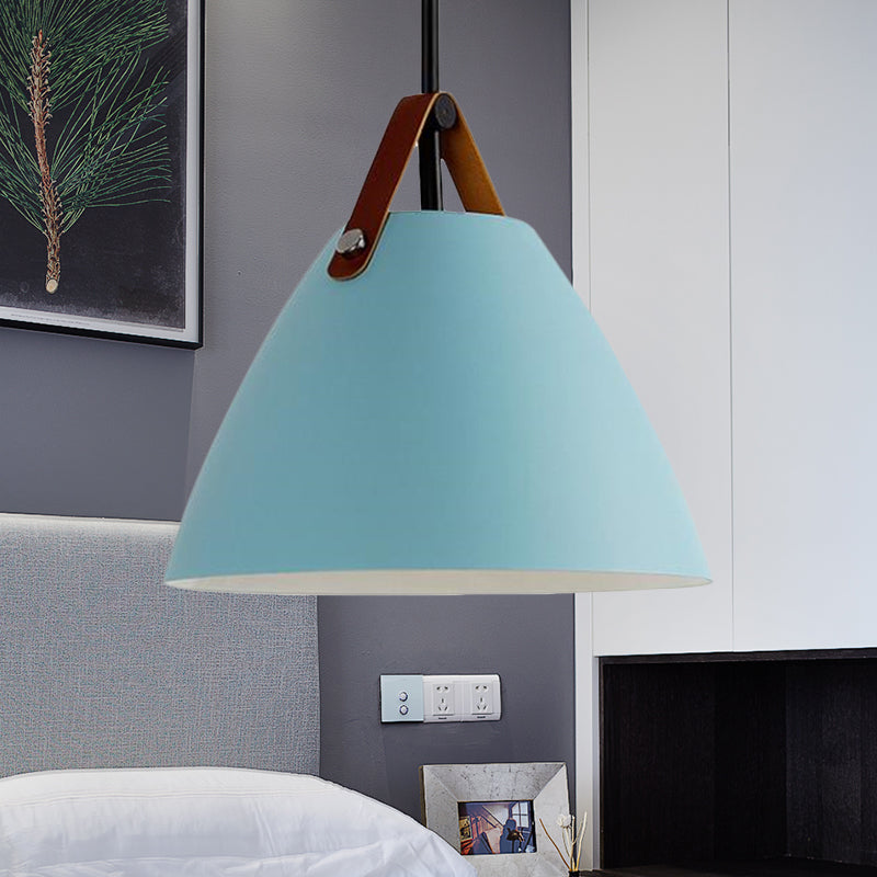 Nordic Style Curved Coolie Pendant Light One Light Aluminum Hanging Lamp in Black/Blue/Grey/Pink/White for Dining Room