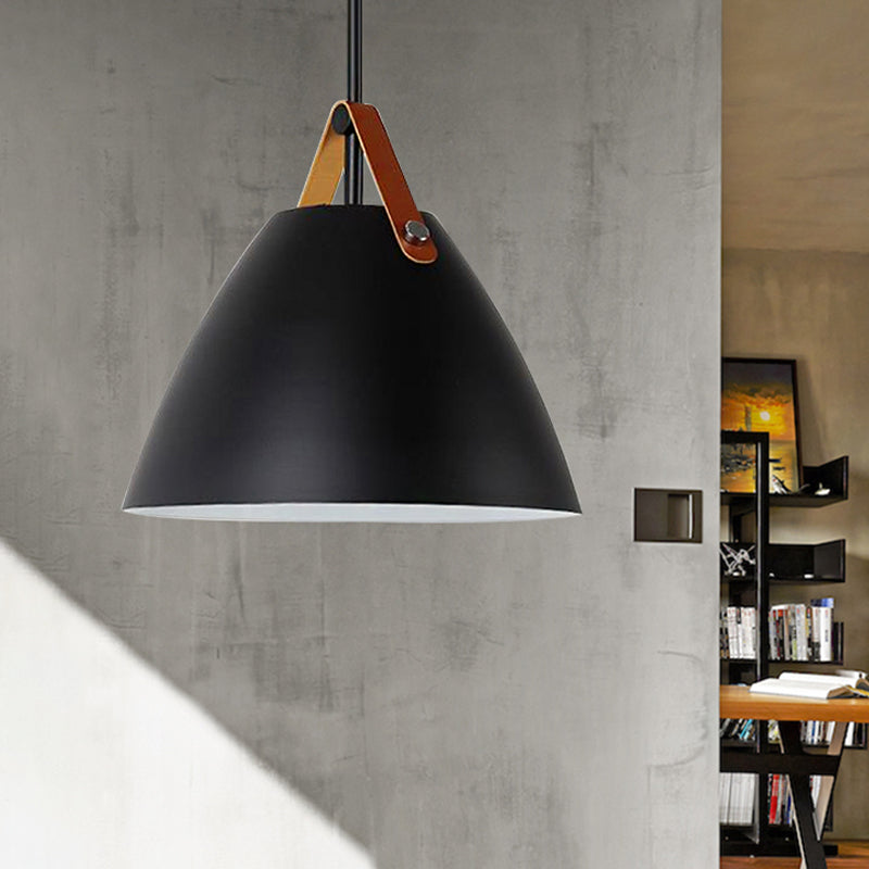Nordic Style Curved Coolie Pendant Light One Light Aluminum Hanging Lamp in Black/Blue/Grey/Pink/White for Dining Room