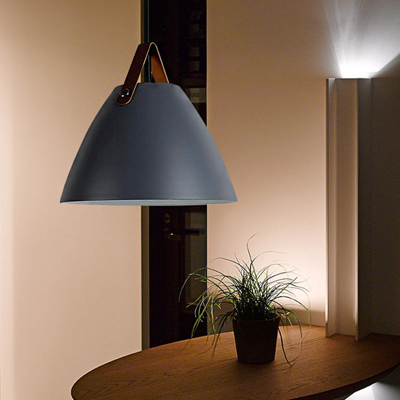 Nordic Style Curved Coolie Pendant Light One Light Aluminum Hanging Lamp in Black/Blue/Grey/Pink/White for Dining Room