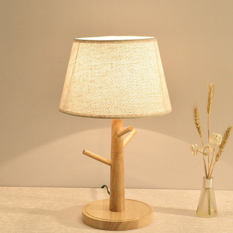 Verjüngter Schreibtischlampe moderner Stoff LED -Lesen Buch Licht in Weiß mit Zweigbasis