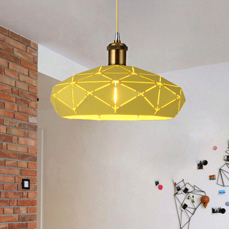 Macaron Facet Cap Shape Hanging Light Metal 1 Head Pendant Light for Kindergarten