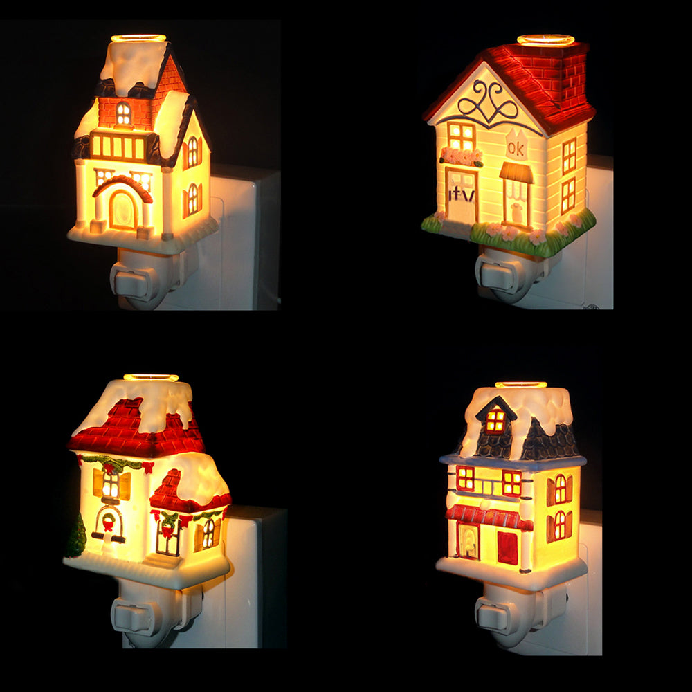 Ceramics House Night Light Tiffany Loft 1 Bulb Wall Sconce Lighting in Red/White/Blue/Pink for Bedroom