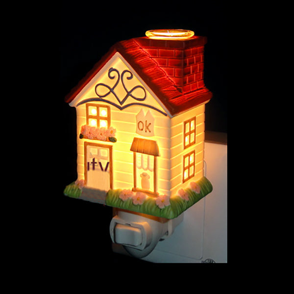 Ceramics House Night Light Tiffany Loft 1 Bulb Wall Sconce Lighting in Red/White/Blue/Pink for Bedroom