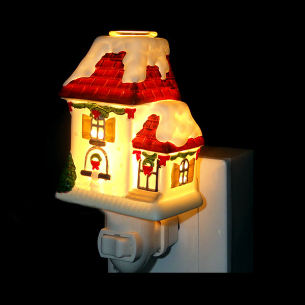 Ceramics House Night Light Tiffany Loft 1 Bulb Wall Sconce Lighting in Red/White/Blue/Pink for Bedroom