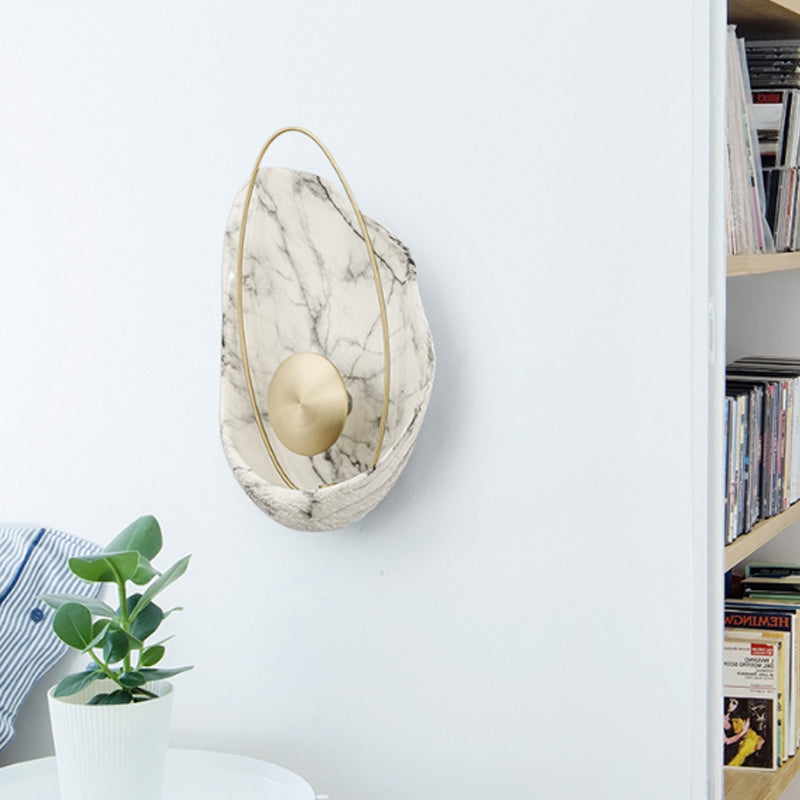Resin Shell Shaped Wall Lamp Single Head Modern Metal LED Wall Lighting in White/Black Light