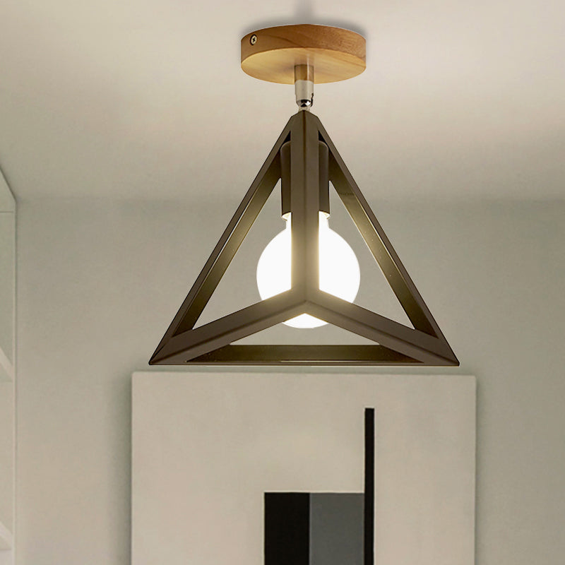 Rotatable 1 Bulb Square/Pyramid Ceiling Mount Light Modern Stylish Metallic Black/White Ceiling Lamp for Foyer Stair
