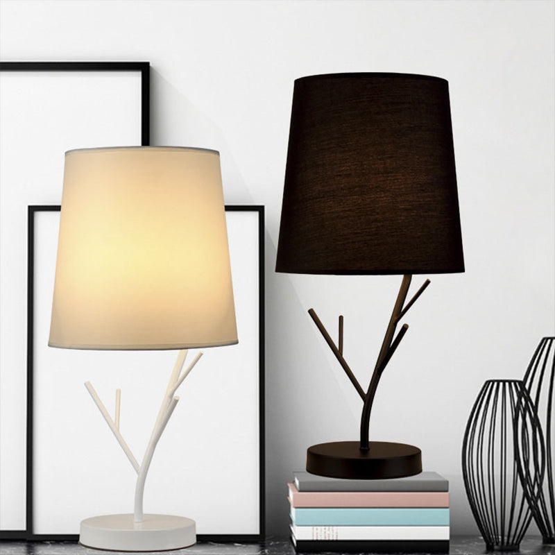 Compito conico contemporaneo Fabric di luce 1 Luce Luce Luce in bianco/nero con base di ramo