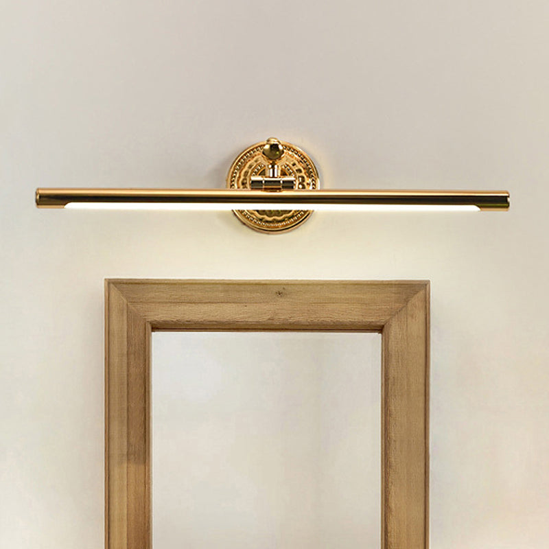 Linear Metallic Vanity Wall Light Modernist Style 16"/21.5" Wide LED Brass/Gold Finish Wall Mount Lighting over Mirror