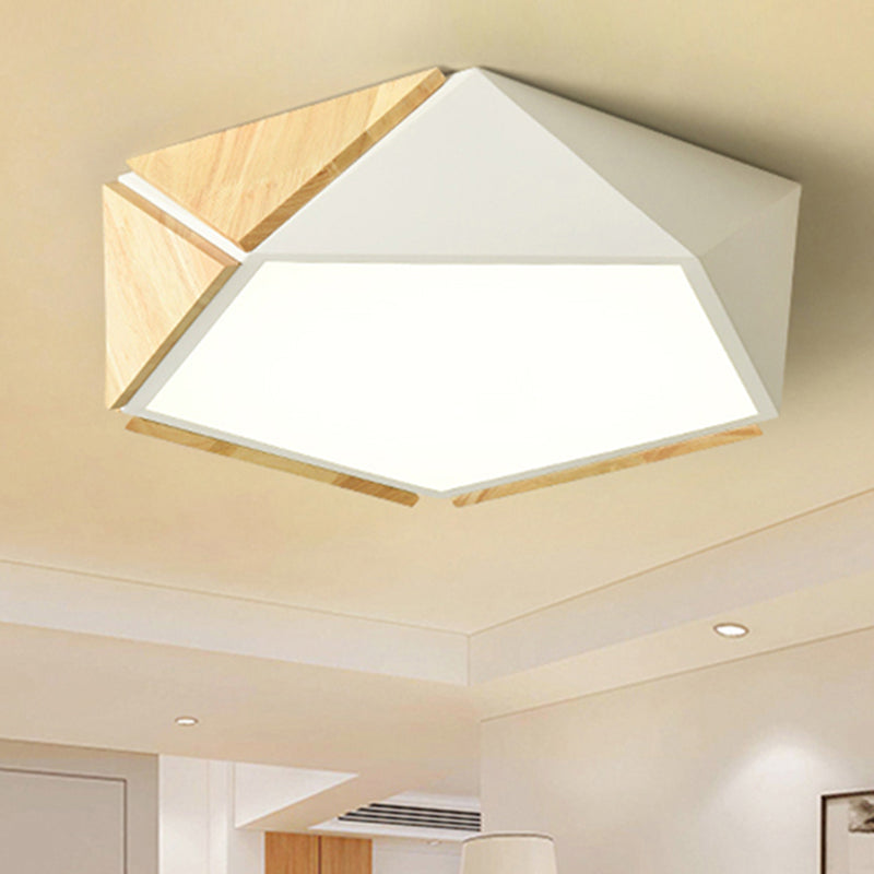 Geometric Flush Mount Lamp Contemporary Metal LED White/Black Ceiling Mounted Light for Living Room in Warm/White, 16.5"/20.5" Wide
