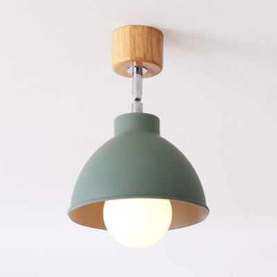 Plafonnier en forme de dôme de style macaron, semi-encastré rotatif en métal, 1 tête, gris/blanc, pour chambre à coucher