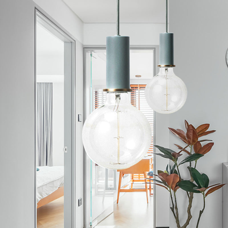 Mini Hanging Light Single Light Macaron Loft Metal Pendant Light in Black/Blue/Pink/White for Cafe