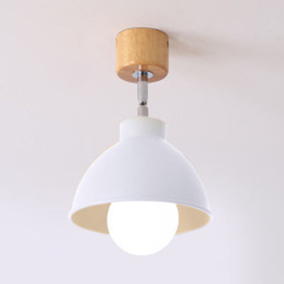 Plafonnier en forme de dôme de style macaron, semi-encastré rotatif en métal, 1 tête, gris/blanc, pour chambre à coucher
