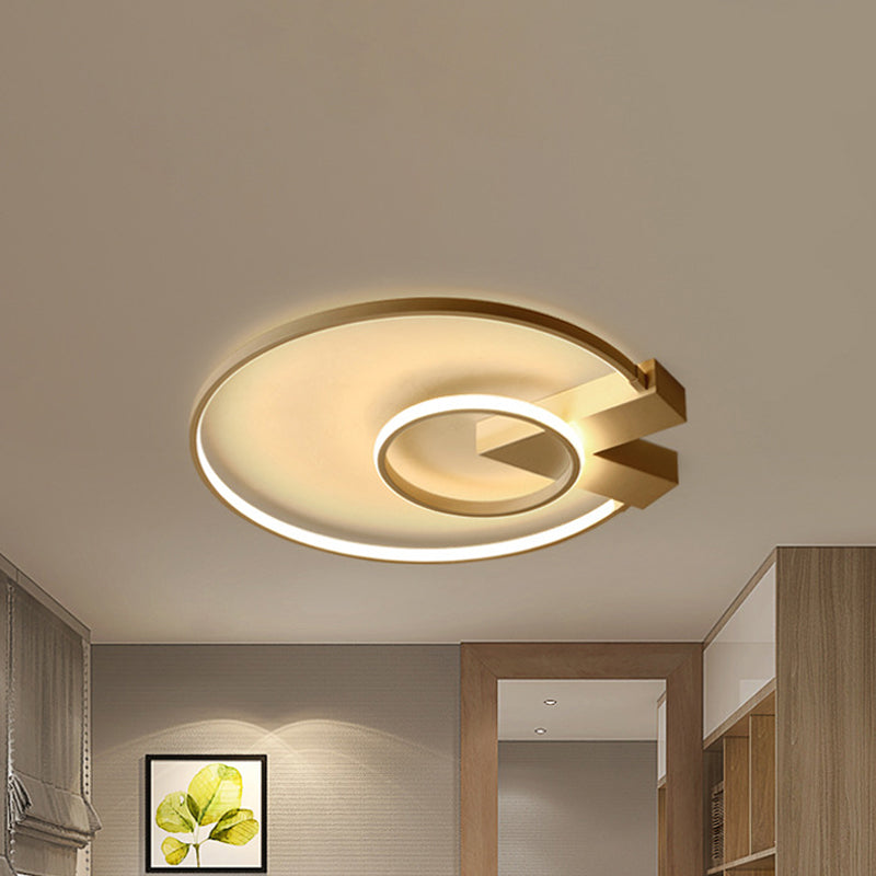 Apparecchio di illuminazione da soffitto acrilico moderno a luce singola circolare bianco/oro con luce calda/bianca/naturale