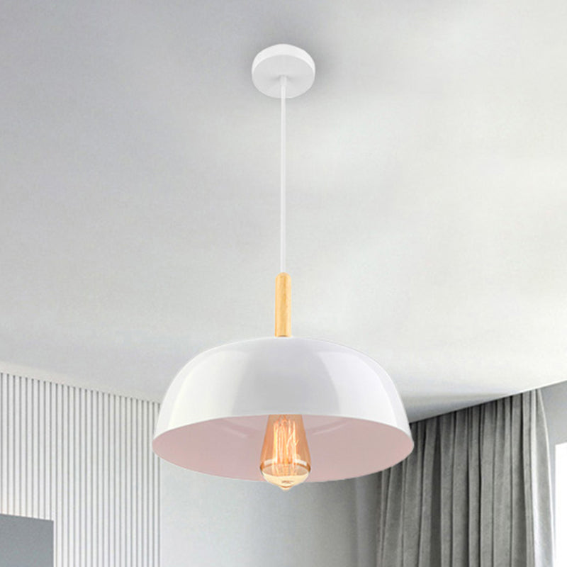 Lámpara de techo de tazón Estilo simple 1 Luz de colgante colgante negro/blanco para comedor para comedor, 12.5 "/19" de ancho
