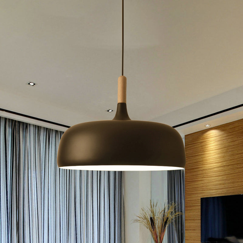 Lámpara de techo de tazón Estilo simple 1 Luz de colgante colgante negro/blanco para comedor para comedor, 12.5 "/19" de ancho