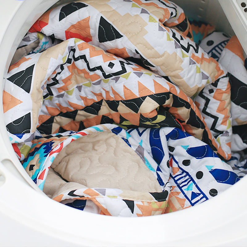 Casual Bedroom Rug Multi Colored Geometric Printed Area Carpet Cotton Non-Slip Backing Easy Care Indoor Rug