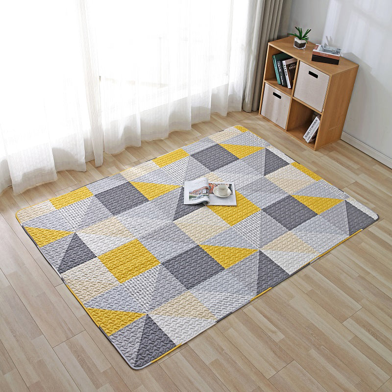 Nordic Cartoon Printed Rug Multi Colored Cotton Area Rug Anti-Slip Backing Easy Care Indoor Rug for Decoration