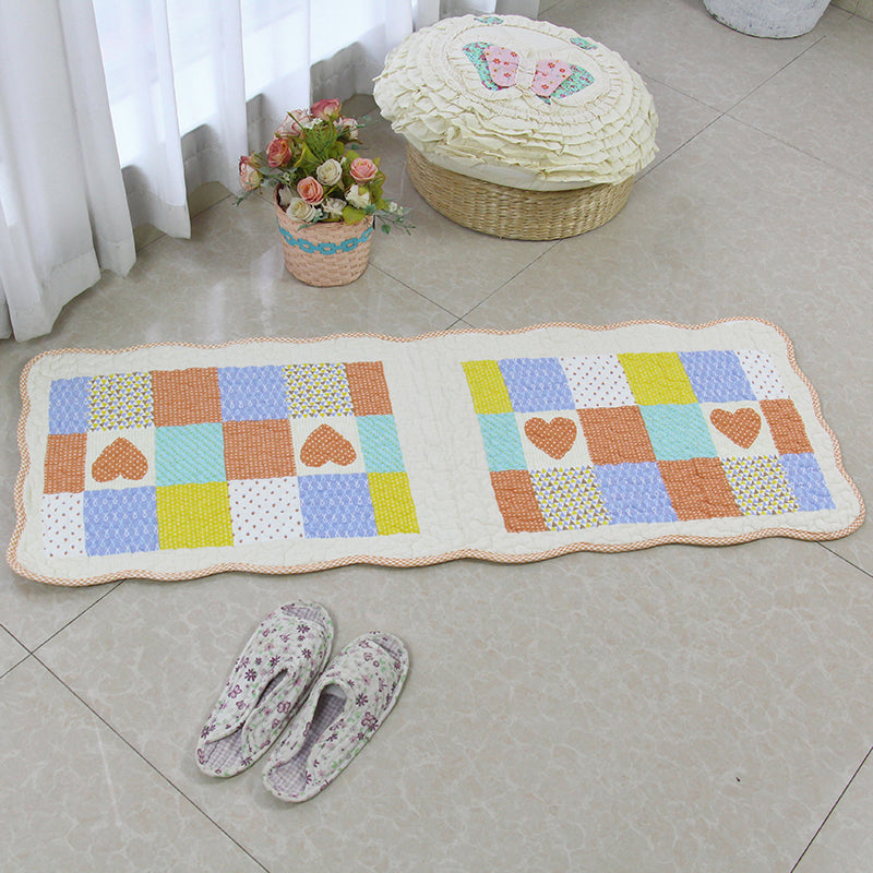 Multi Colored Floral Printed Rug Cotton Modern Indoor Rug Non-Slip Backing Easy Care Washable Area Carpet for Bedroom