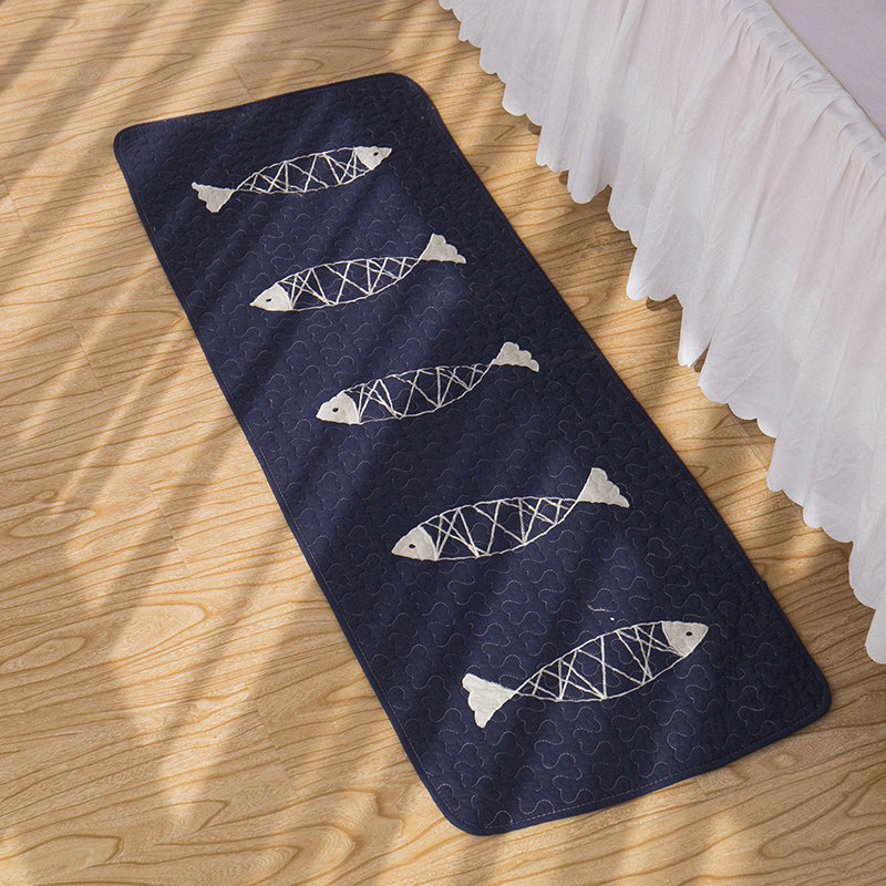 Modern Bedroom Rug Multi Colored Stripe Printed Area Carpet Cotton Non-Slip Stain-Resistant Indoor Rug