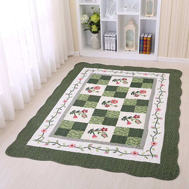 Minimalist Decoration Rug Multi Colored Plaid Printed Indoor Rug Cotton Non-Slip Pet Friendly Area Carpet