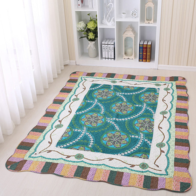 Minimalist Decoration Rug Multi Colored Plaid Printed Indoor Rug Cotton Non-Slip Pet Friendly Area Carpet