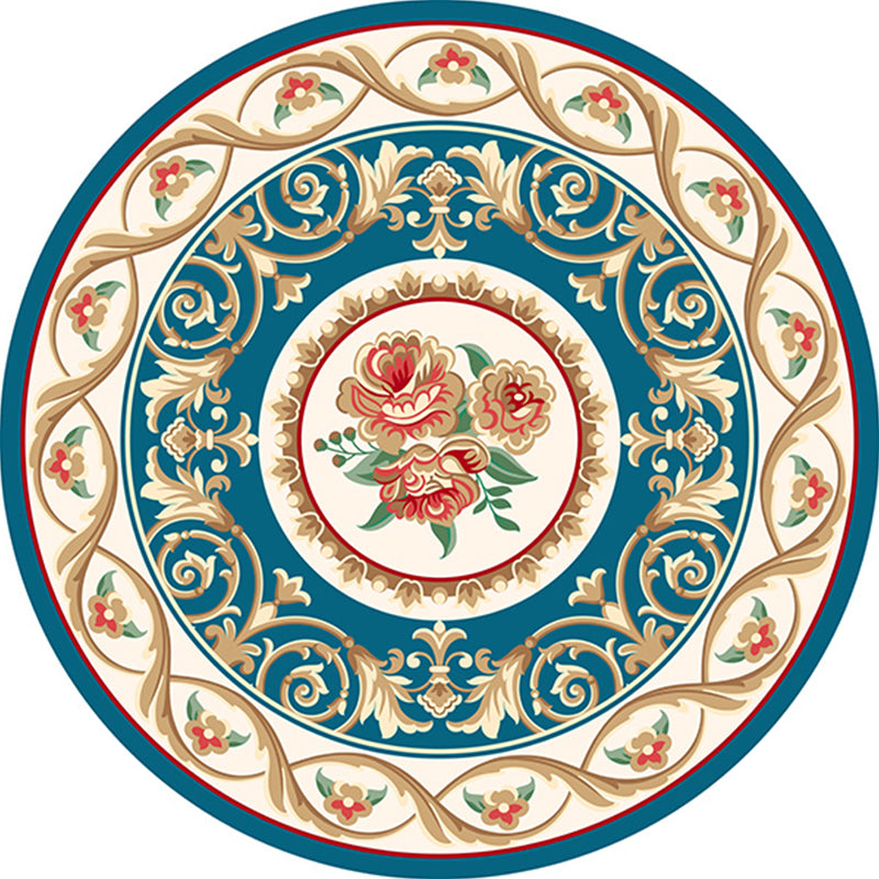 Shabby Chic Living Room Rug Multi Colored Flower Printed Indoor Rug Anti-Slip Pet Friendly Area Carpet