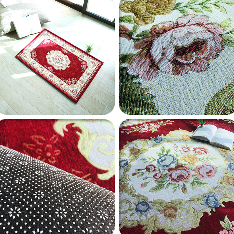 Antike Wohnzimmer Teppich mehrfarbig florale gedruckte Gegend Teppichpolyster Nicht-Schlupf-Rückenbetreuung Easy Care Indoor Teppich