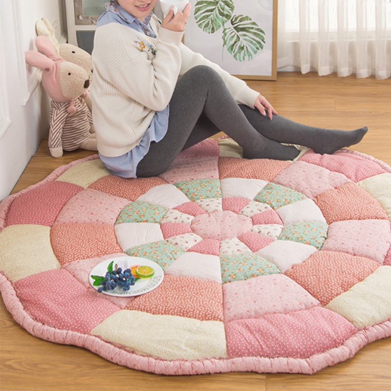 Nordic Geometric Printed Rug Multicolored Cotton Indoor Rug Anti-Slip Backing Pet Friendly Area Carpet for Decoration