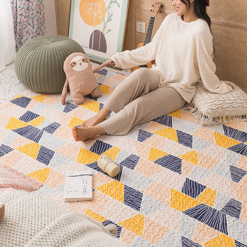 Casual Bedroom Rug Multicolored Geometric Printed Indoor Rug Non-Slip Backing Pet Friendly Area Carpet