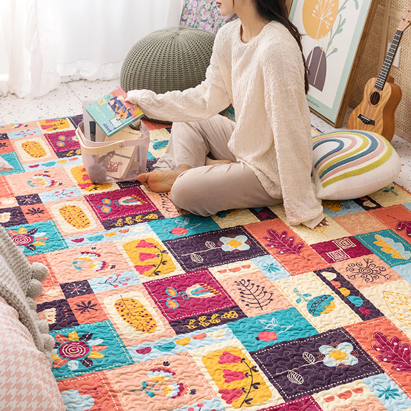 Casual Bedroom Rug Multicolored Geometric Printed Indoor Rug Non-Slip Backing Pet Friendly Area Carpet