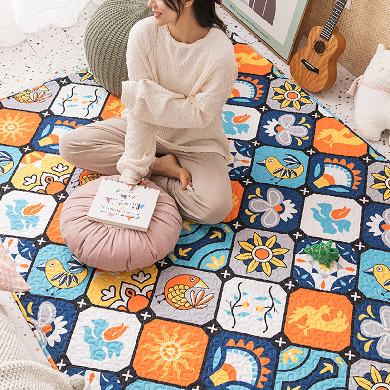 Casual Bedroom Rug Multicolored Geometric Printed Indoor Rug Non-Slip Backing Pet Friendly Area Carpet