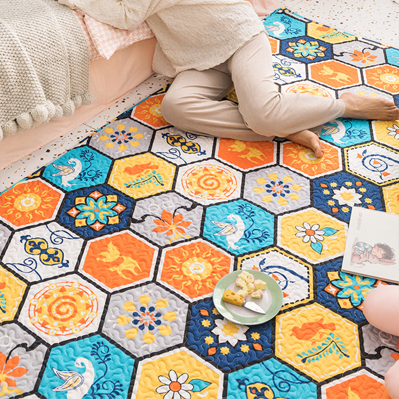 Casual Bedroom Rug Multicolored Geometric Printed Indoor Rug Non-Slip Backing Pet Friendly Area Carpet