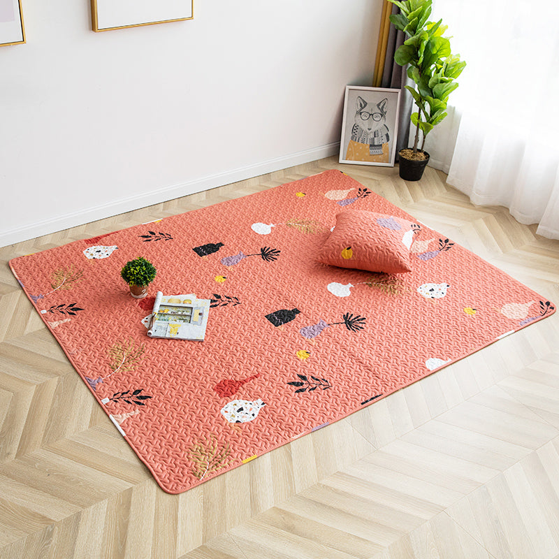 Modern Geometric Printed Rug Multicolored Cotton Area Carpet Non-Slip Backing Stain-Resistant Indoor Rug for Bedroom