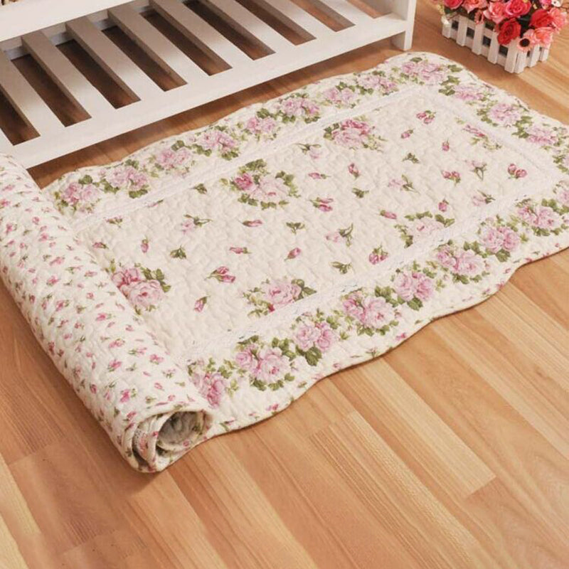 Multi Colored Casual Rug Cotton Flower Printed Indoor Rug Anti-Slip Backing Easy Care Area Carpet for Home Decor
