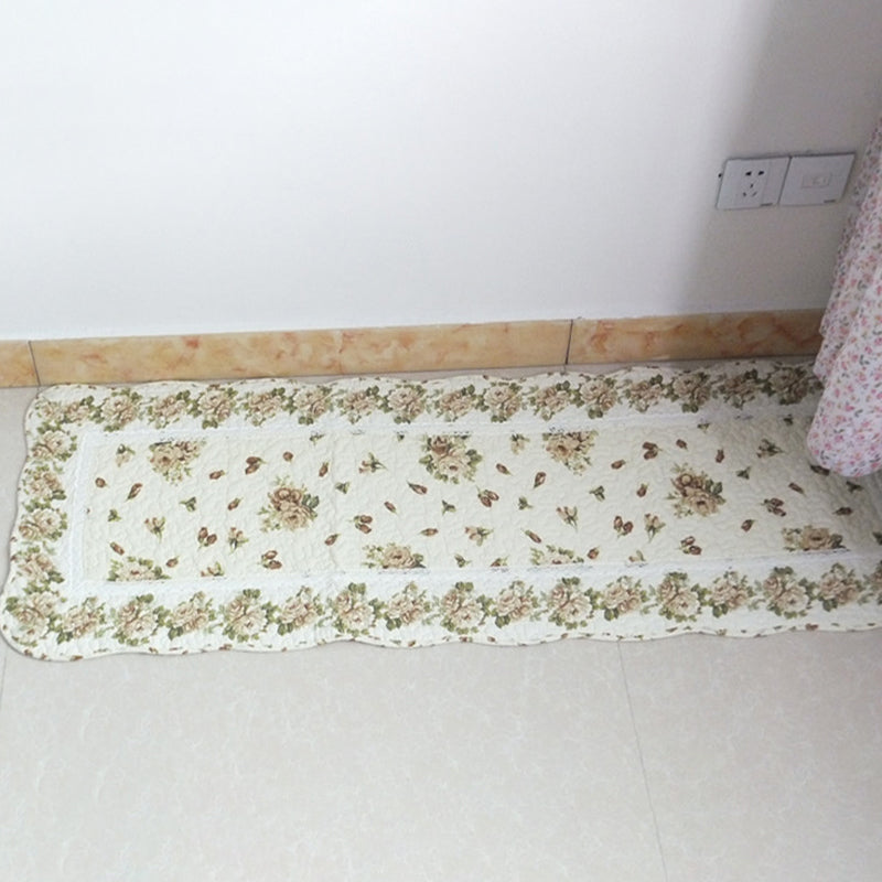 Multi Colored Casual Rug Cotton Flower Printed Indoor Rug Anti-Slip Backing Easy Care Area Carpet for Home Decor