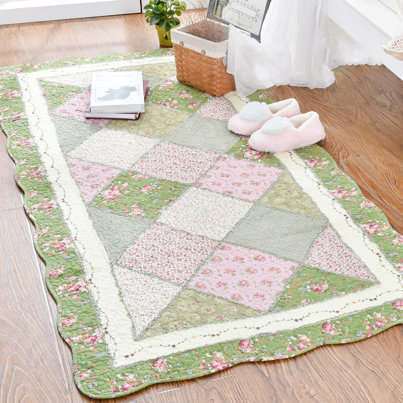 Modern Geometric Printed Rug Multicolored Cotton Indoor Rug Anti-Slip Backing Stain-Resistant Area Carpet for Room