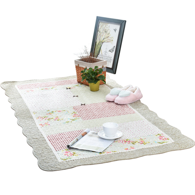 Modern Geometric Printed Rug Multicolored Cotton Indoor Rug Anti-Slip Backing Stain-Resistant Area Carpet for Room