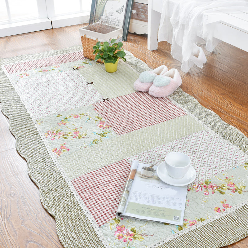 Modern Geometric Printed Rug Multicolored Cotton Indoor Rug Anti-Slip Backing Stain-Resistant Area Carpet for Room