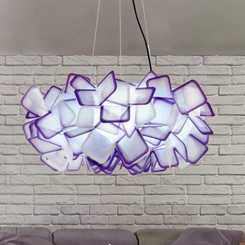 Costilización de caída de la flor de marrón/azul/púrpura contemporáneo 21 "/27.5" de ancho de 1 luz lámpara de techo acrílico para sala de estar