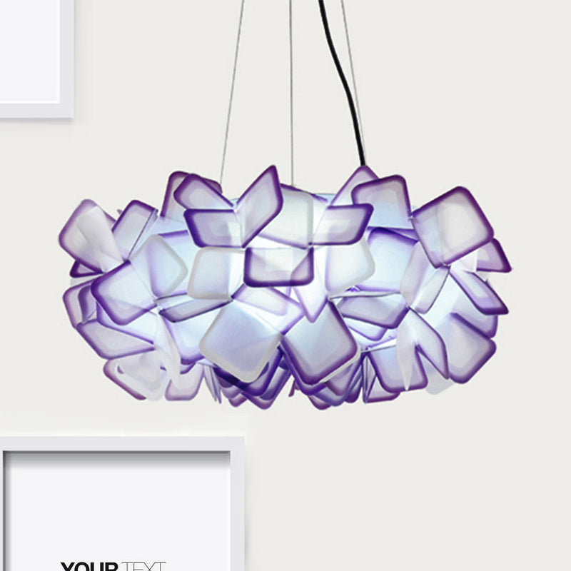 Braun/Blau/Lila Blüte Drop Anhänger zeitgemäß 21 "/27,5" breite 1-Licht-Acryldecklampe für Wohnzimmer