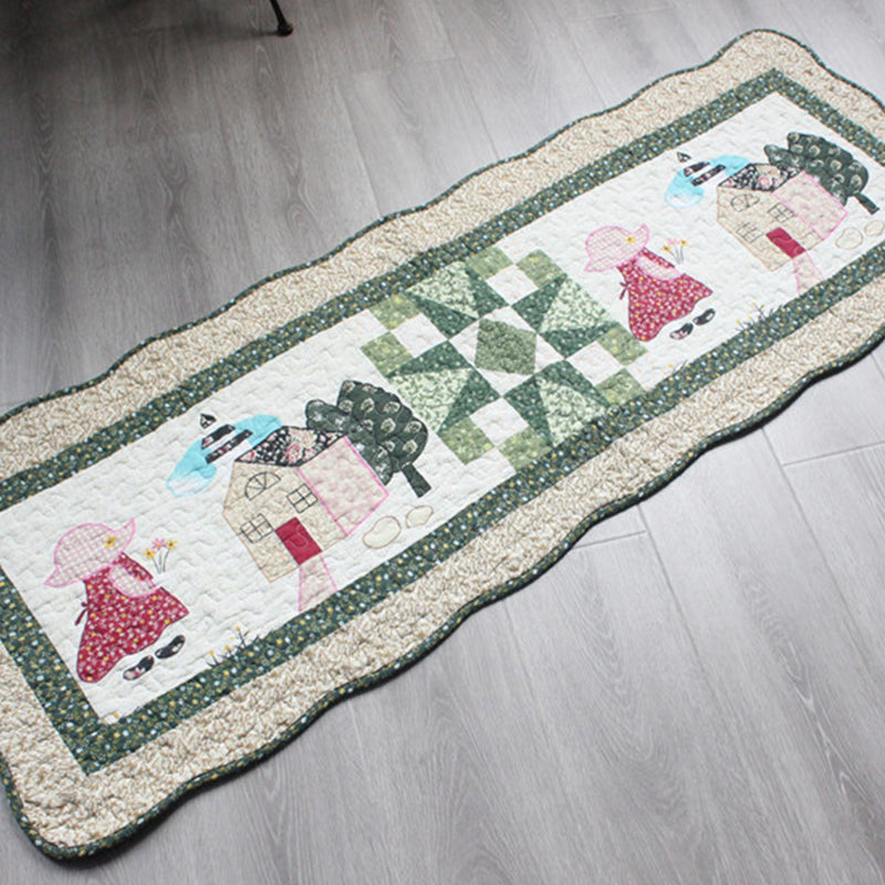 Modern Cartoon Printed Rug Multicolored Cotton Area Carpet Non-Slip Pet Friendly Washable Indoor Rug for Room