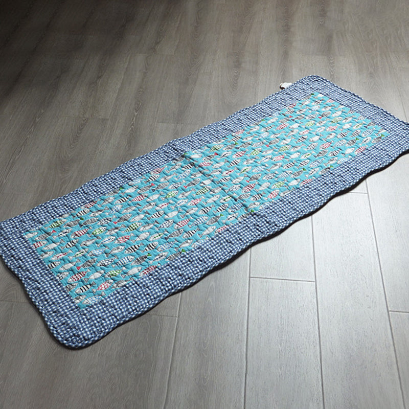 Modern Cartoon Printed Rug Multicolored Cotton Area Carpet Non-Slip Pet Friendly Washable Indoor Rug for Room