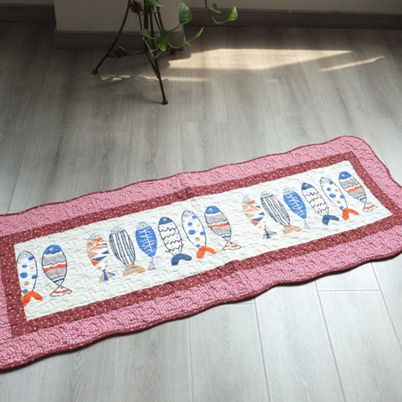 Modern Cartoon Printed Rug Multicolored Cotton Area Carpet Non-Slip Pet Friendly Washable Indoor Rug for Room