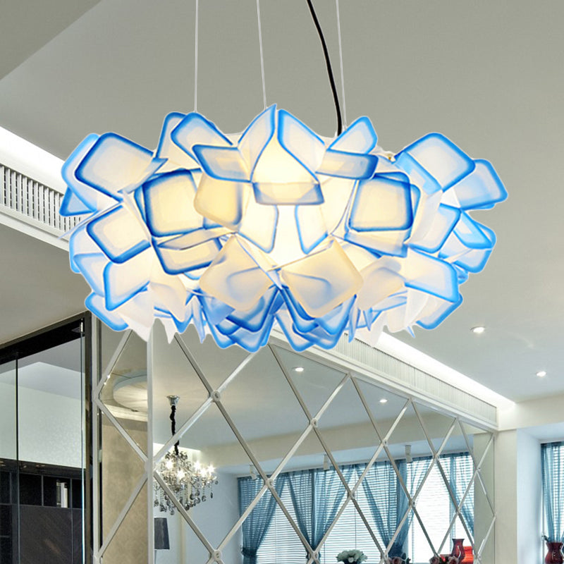 Costilización de caída de la flor de marrón/azul/púrpura contemporáneo 21 "/27.5" de ancho de 1 luz lámpara de techo acrílico para sala de estar
