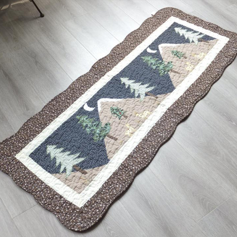 Modern Cartoon Printed Rug Multicolored Cotton Area Carpet Non-Slip Pet Friendly Washable Indoor Rug for Room