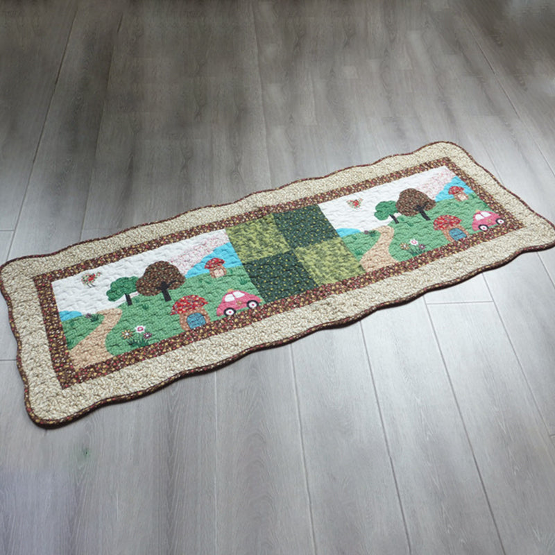 Modern Cartoon Printed Rug Multicolored Cotton Area Carpet Non-Slip Pet Friendly Washable Indoor Rug for Room