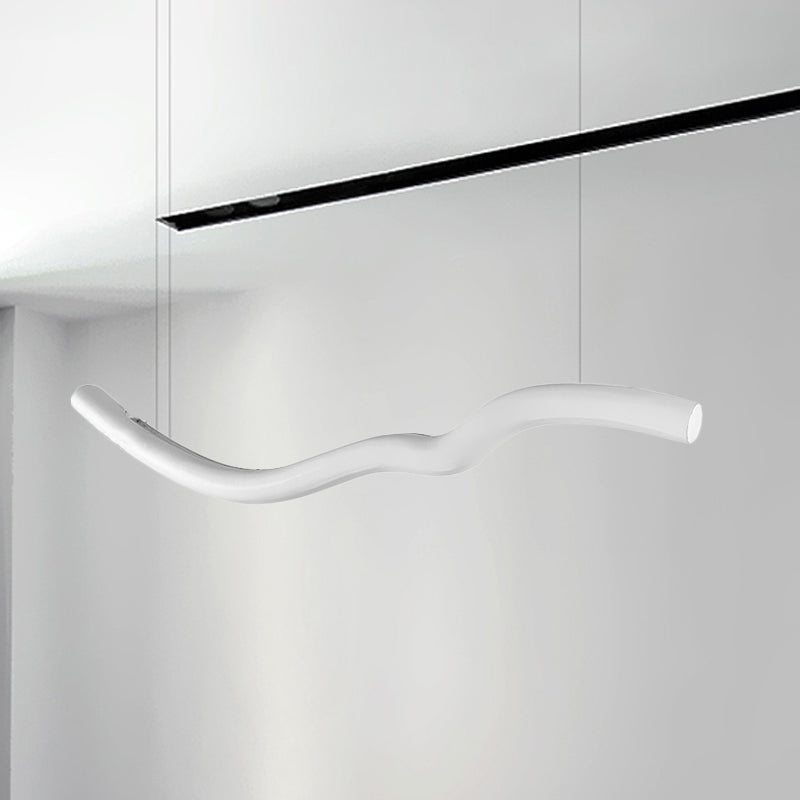 Luz de colgante colgante curvado lineal Luz de colgante LED integrado en gris/blanco para el comedor