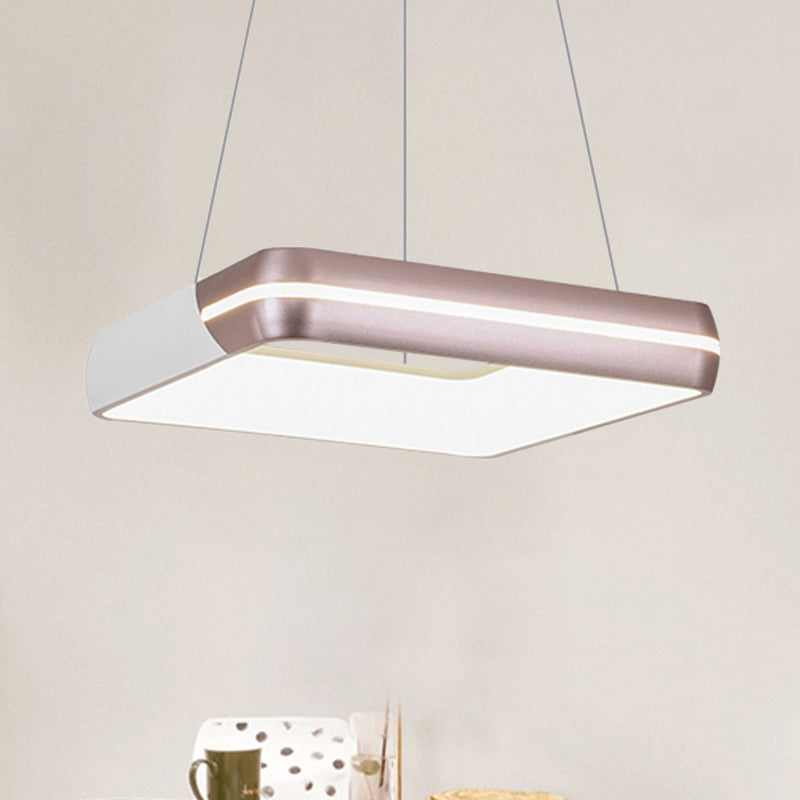 Iluminación colgante cuadrado moderno metal led rosa oro colgante colgante de colgante para comedor para comedor