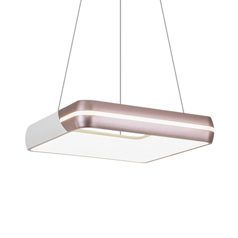 Iluminación colgante cuadrado moderno metal led rosa oro colgante colgante de colgante para comedor para comedor