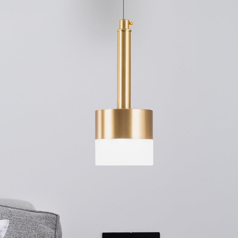 Gold Drum Ceiling Hanging Light Nordic 1 Head Metal Hanging Pendant Light for Bedroom
